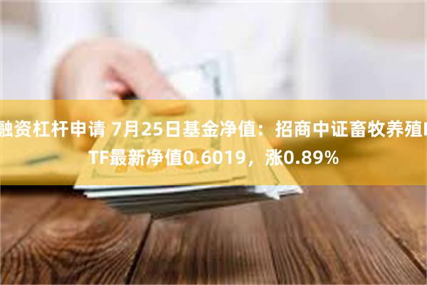 融资杠杆申请 7月25日基金净值：招商中证畜牧养殖ETF最新净值0.6019，涨0.89%