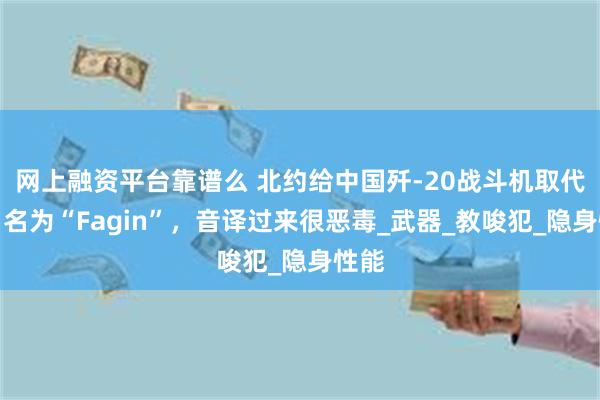 网上融资平台靠谱么 北约给中国歼-20战斗机取代号，名为“Fagin”，音译过来很恶毒_武器_教唆犯_隐身性能